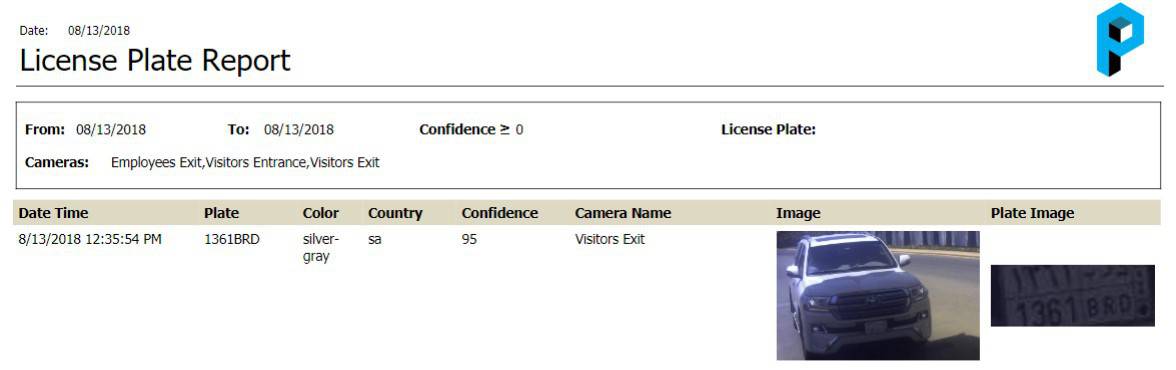 Perspective VMS® ALPR Provides Reporting of Captures LP Details
