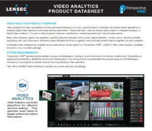 PVMS Video Analytics Datasheet