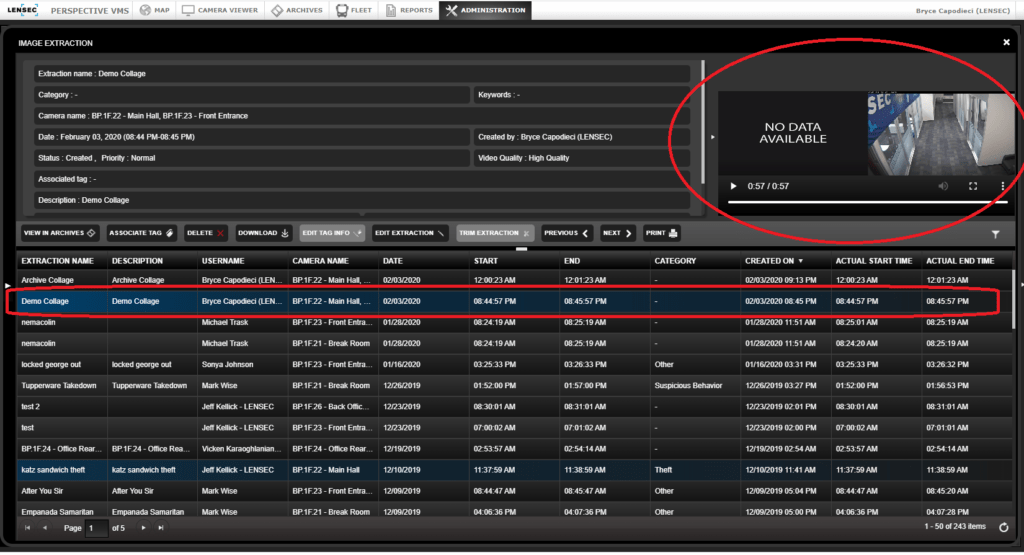 Video Extractions Drawer