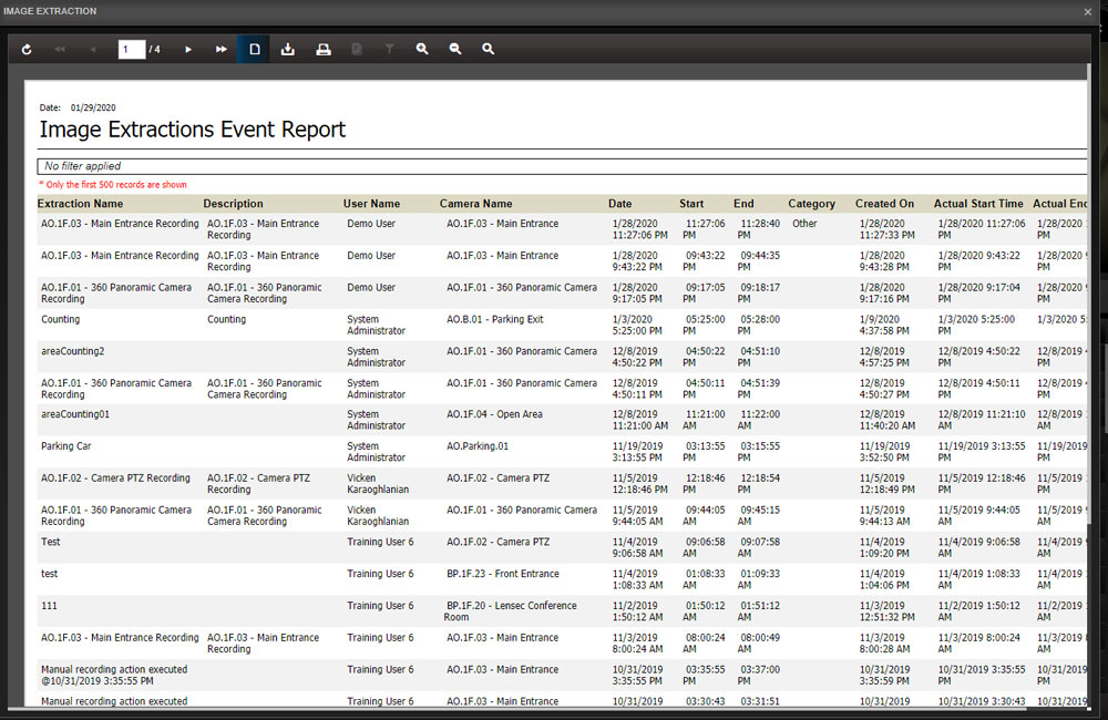 Extractions Report